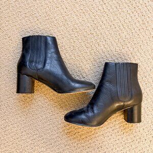 Joie Size 37/7 Black Leather Ankle Boots Booties